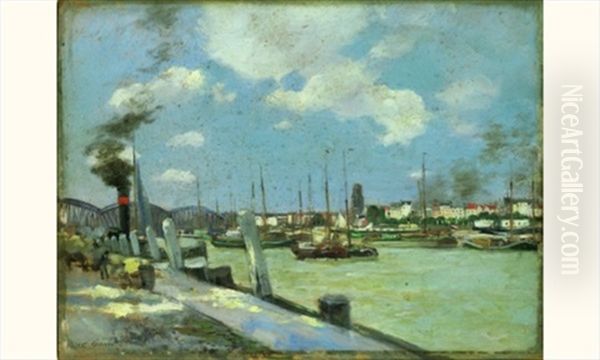 Vue De Rotterdam Oil Painting by Norbert Goeneutte