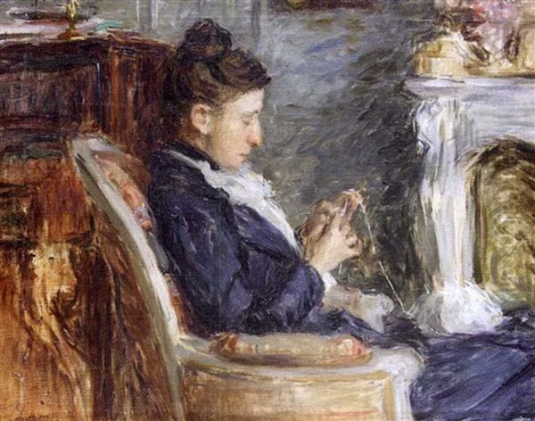 Madame Adele, Amie De La Famille Du Peintre Oil Painting by Norbert Goeneutte