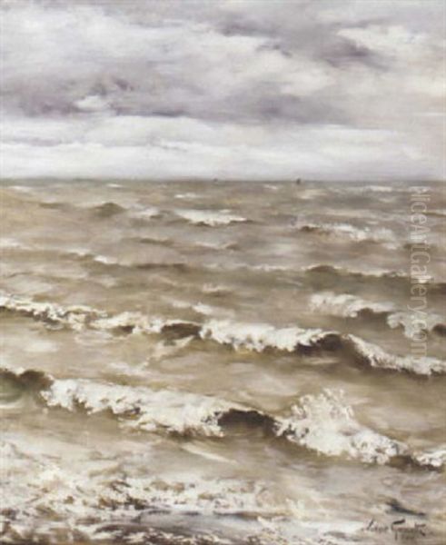 Off The Coast Of Le Havre Oil Painting by Norbert Goeneutte