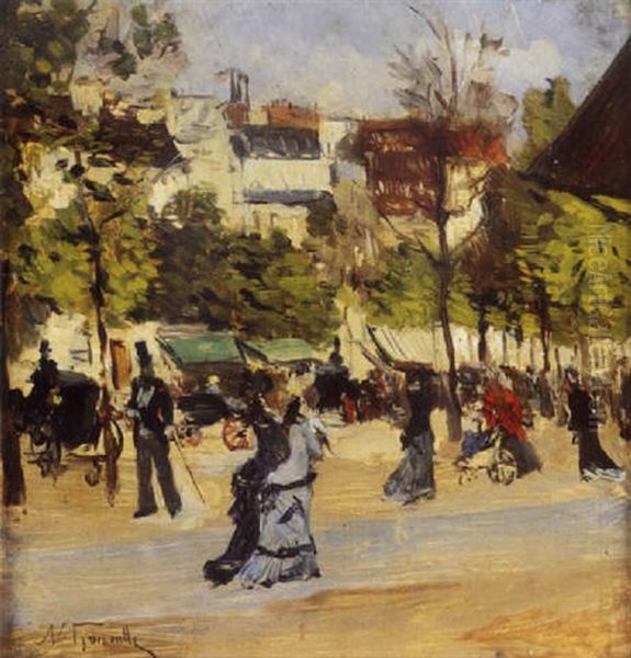 Elegantes Sur Les Boulevards Oil Painting by Norbert Goeneutte