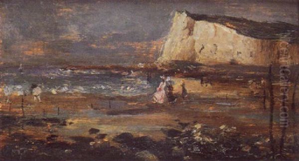 Sur La Plage, Le Treport Oil Painting by Norbert Goeneutte