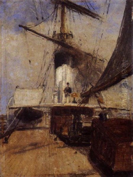 Le Pont Du Bateau Oil Painting by Norbert Goeneutte