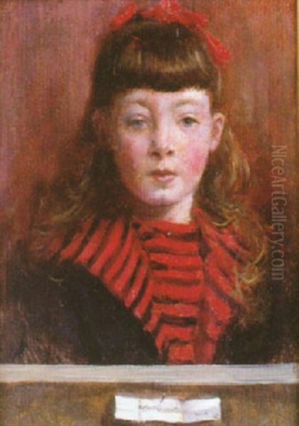 Portrait De Jeune Fille Oil Painting by Norbert Goeneutte