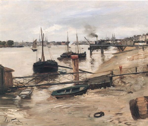 Le Port De Bordeaux Oil Painting by Norbert Goeneutte