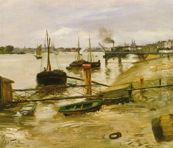 Le Port De Bordeaux Oil Painting by Norbert Goeneutte