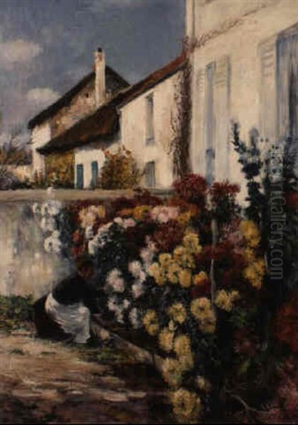 La Servante Au Jardin Chez Monsieur Duval Oil Painting by Norbert Goeneutte