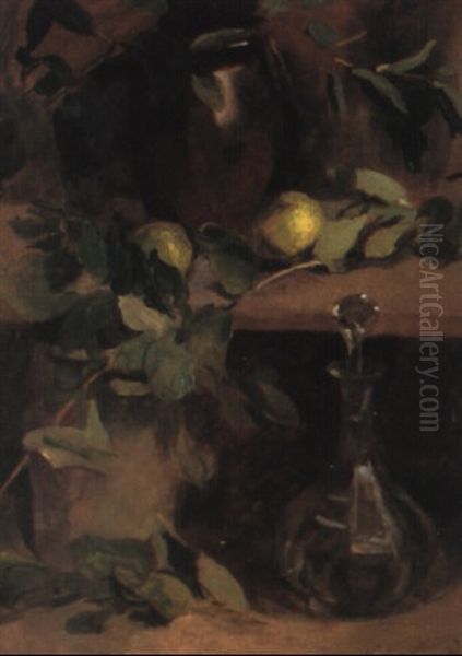 Nature Morte Aux Citrons Et A La Carafe Oil Painting by Norbert Goeneutte