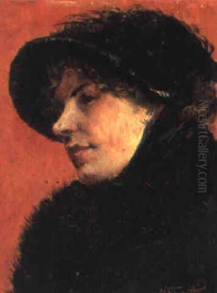 Portrait De Femme Oil Painting by Norbert Goeneutte