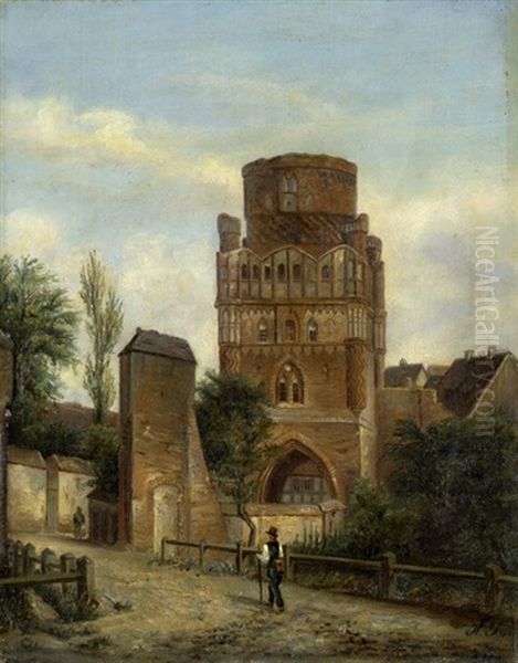 Das Uenglinger Tor In Stendal Oil Painting by Anton Goering