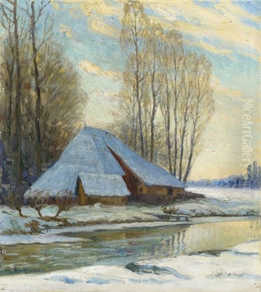 Wintertag Oil Painting by Richard Goessler