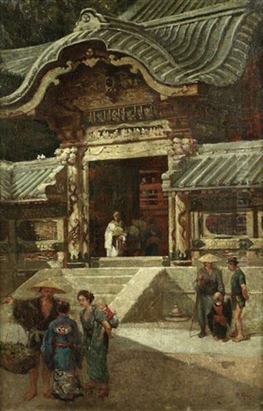 The Karamon Gate At The Toshogu Shrine, Nikko, Japan Oil Painting by Robert Charles (Col.) Goff