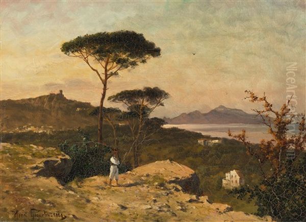 Blick Auf Die Bucht Von Neapel (pair) Oil Painting by Heinrich Gogarten