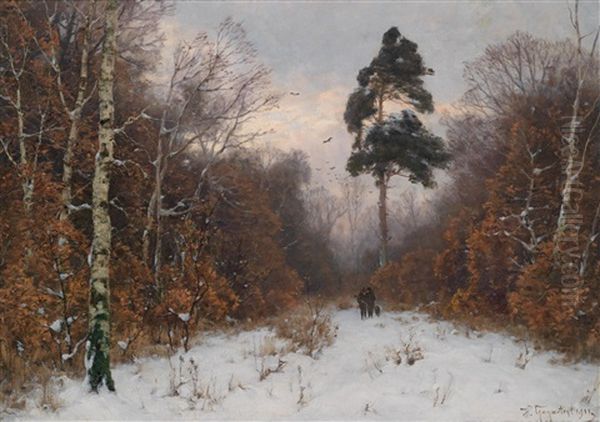 Winterwald Oil Painting by Heinrich Gogarten