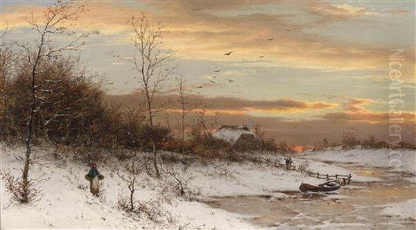 Abendrot Uber Einer Winterlandschaft Oil Painting by Heinrich Gogarten