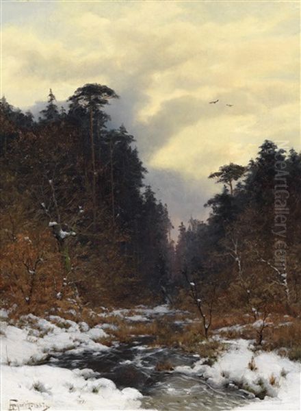 Bachlauf Im Winterwald by Heinrich Gogarten