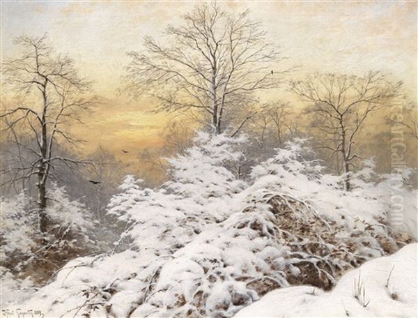 Abenddammerung Uber Einer Winterlandschaft Oil Painting by Heinrich Gogarten