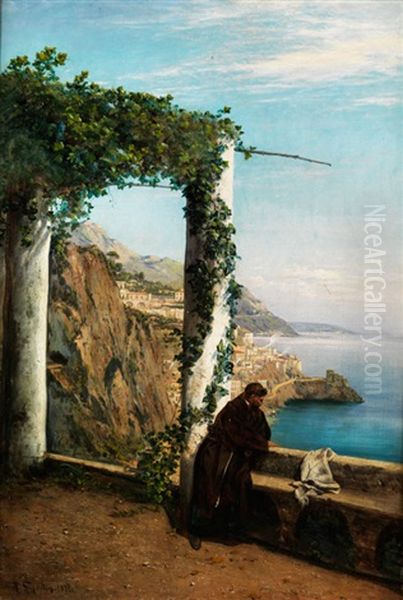 Monch An Der Kuste Von Amalfi by Heinrich Gogarten