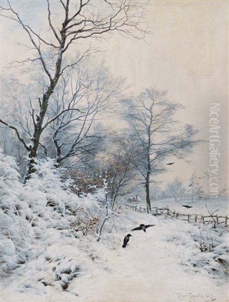 Winterly Idyll Oil Painting by Heinrich Gogarten