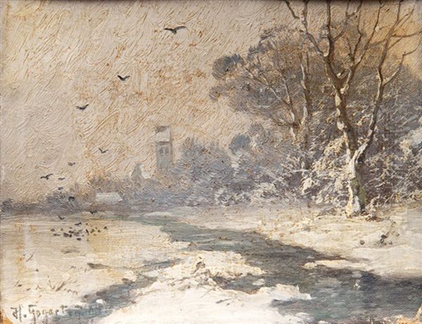 Winter Landscapes (pair) Oil Painting by Heinrich Gogarten