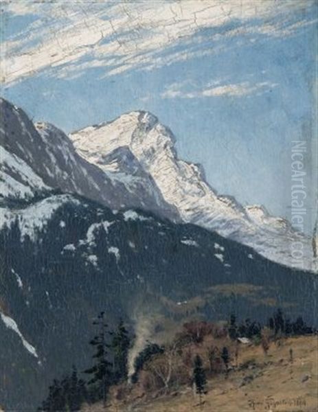 Zugspitze, Von Ober-greinau (sic) Aus Gesehen Oil Painting by Heinrich Gogarten