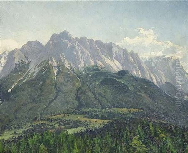 Blick Uber Das Wettersteingebirge Mit Zugspitze Oil Painting by Heinrich Gogarten