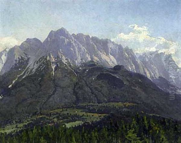 Blick Auf Das Wettersteingebirge Mit Zugspitze Oil Painting by Heinrich Gogarten