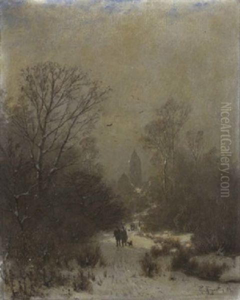 Das Oberfohringer Kicherl Im Winter Oil Painting by Heinrich Gogarten