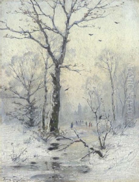 Verschneiter Winterwald Oil Painting by Heinrich Gogarten