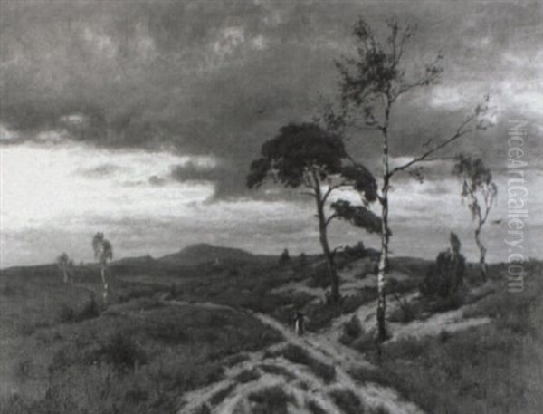 Abendstimmung In Der Heide Oil Painting by Heinrich Gogarten