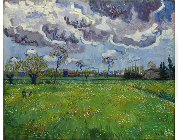 Paysage Sous Un Ciel Mouvemente Oil Painting by Vincent Van Gogh