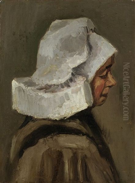 Head Of A Peasant Woman: Right Profile (kopf Einer Bauerin: Profil Nach Rechts) Oil Painting by Vincent Van Gogh