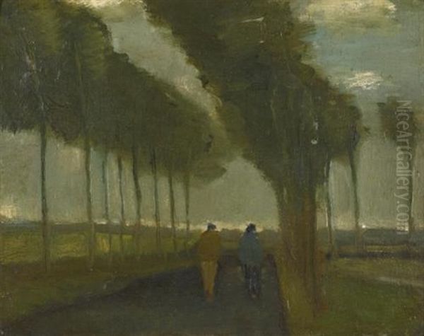 L'allee Aux Deux Promeneurs Oil Painting by Vincent Van Gogh