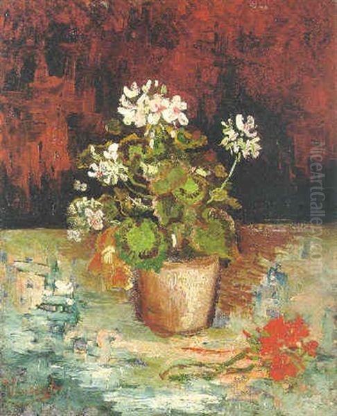 Nature Morte : Pot De Geranium Oil Painting by Vincent Van Gogh