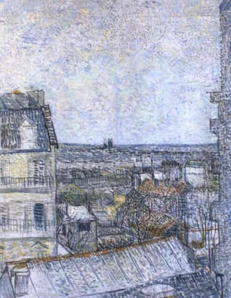 La Vue De La Chambre De L'artiste, Rue Lepic Oil Painting by Vincent Van Gogh