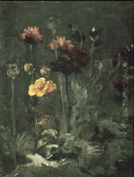 Nature Morte; Scabiosa Et Ranunculus Oil Painting by Vincent Van Gogh