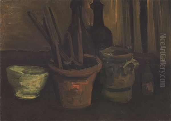 Nature Morte Aux Pinceaux Dans Un Pot A Fleurs Oil Painting by Vincent Van Gogh