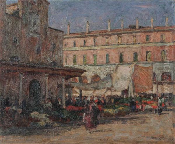 Marche A Venise Oil Painting by Felix Gogo