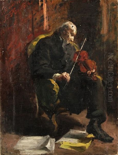 Der Geigenspieler Oil Painting by Emilio Gola