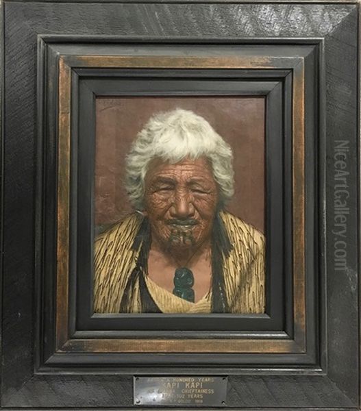 After A Hundred Years - Kapi Kapi ( An Arawa Chieftainess) Aged 102 Years Oil Painting by Charles Frederick Goldie