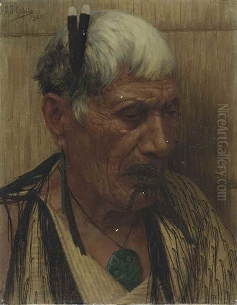 Memories. Wiripine Ninia, A Ngatiawa Chieftainess Oil Painting by Charles Frederick Goldie