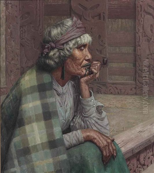 Reverie, Ena Te Papatahi, A Ngapuhi Chieftainess (ina Te Papatahi, Nga Puhi) Oil Painting by Charles Frederick Goldie