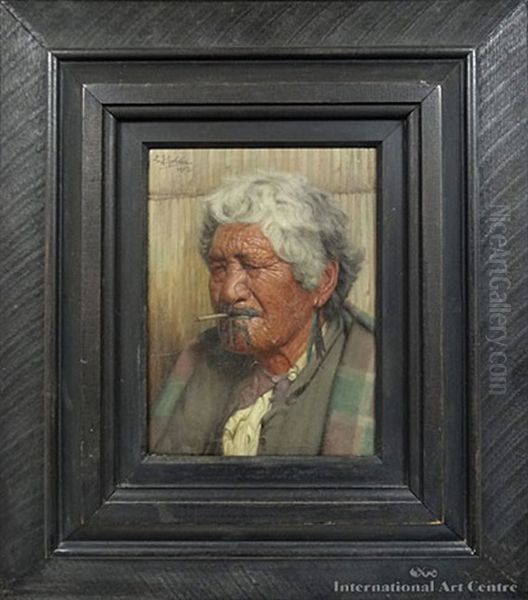 No Koora Te Cigaretti, Portrait Of Kapi Kapi Oil Painting by Charles Frederick Goldie