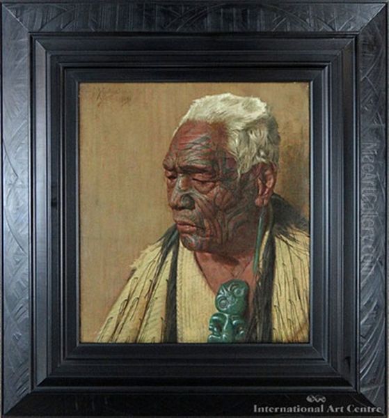 Wharekauri Tahuna - A Chieftain Of The Arawa Tribe Oil Painting by Charles Frederick Goldie