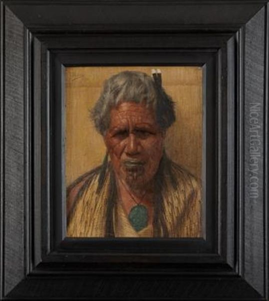 Te Hei, A Ngati Raukawa Chieftainess Oil Painting by Charles Frederick Goldie