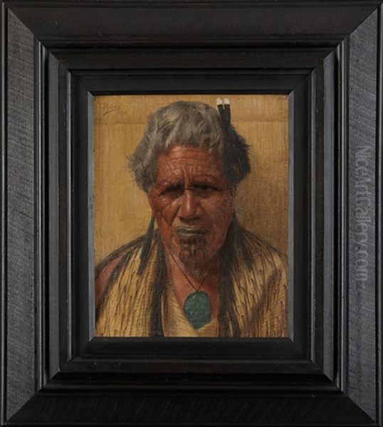 Te Hei, A Ngati Raukawa Chieftainess Oil Painting by Charles Frederick Goldie