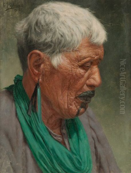 Memories, Wiripine Ninia, A Ngati Awa Chieftainess Oil Painting by Charles Frederick Goldie