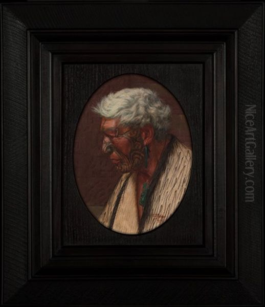 The Whitening Snows Of Venerable Elder Atama Paparangi Oil Painting by Charles Frederick Goldie