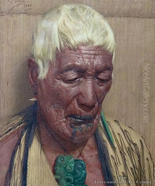 Relics Of A Bygone Age, Mere Werohia, A Chieftainess Of The Ngati Te Rori Te Rangi Hapu Of The Ngatiwhakane Tribe, Rotorua Oil Painting by Charles Frederick Goldie