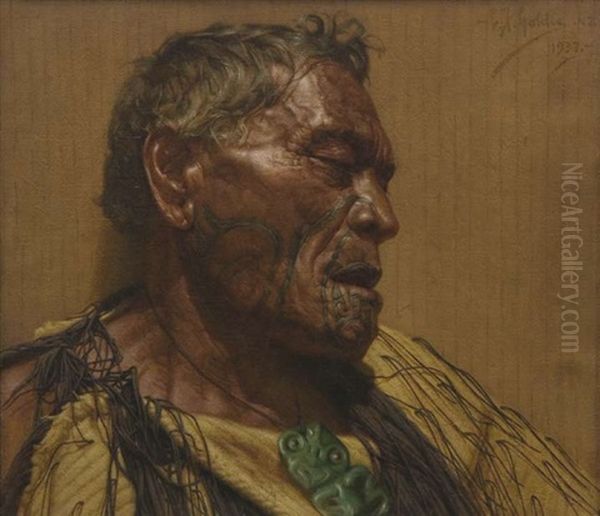 No. 1 A Midsummer Day Maoriland Pokai, A Warrior Chieftain Of The Ngatimaru Tribe by Charles Frederick Goldie