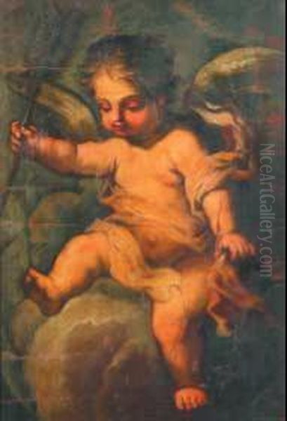 Putto Con Freccia Oil Painting by Giovanni Raffaelo Badaracco